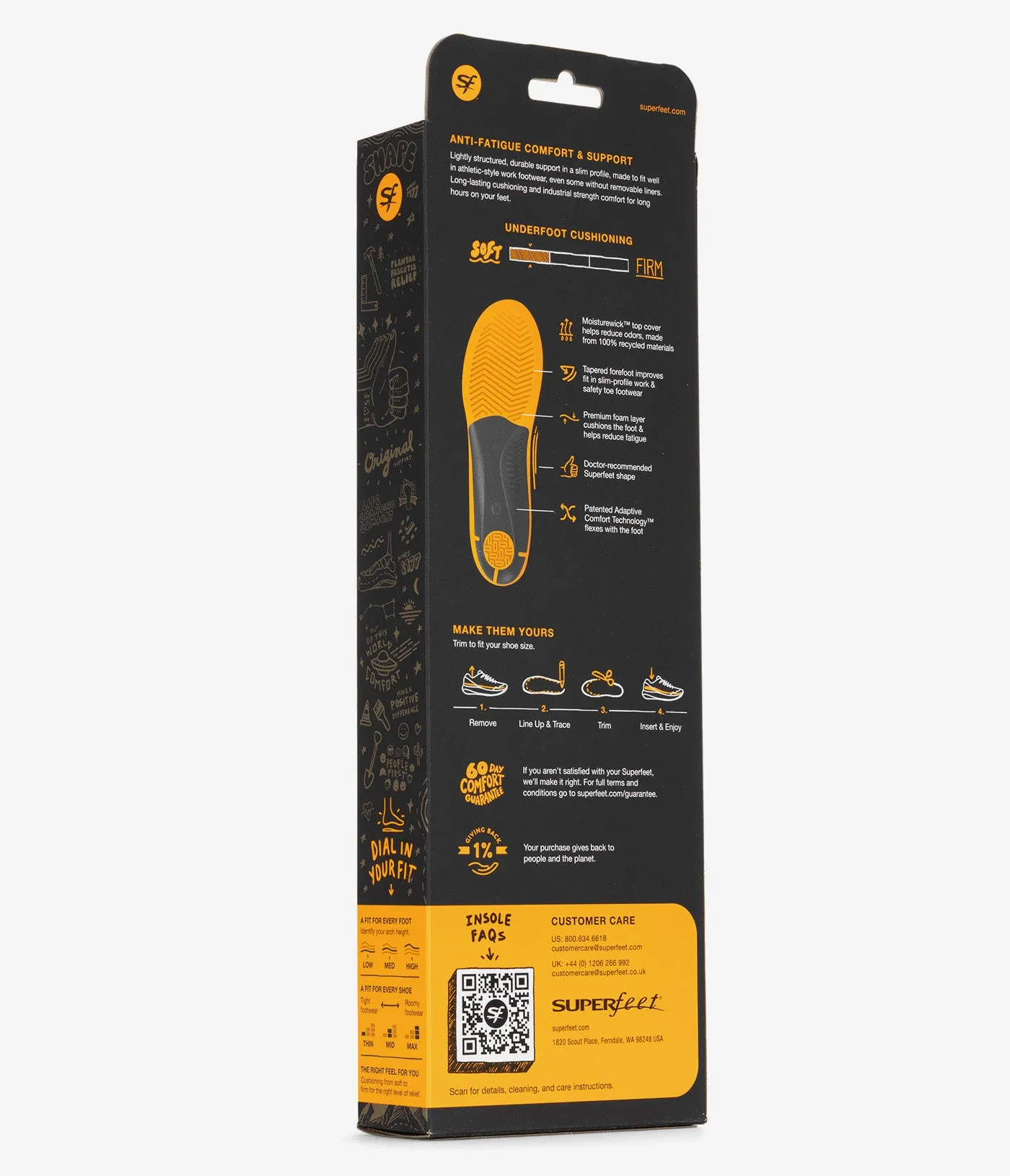 Semelles intérieures Superfeet Work Slim-Fit (Jaune Bleu)