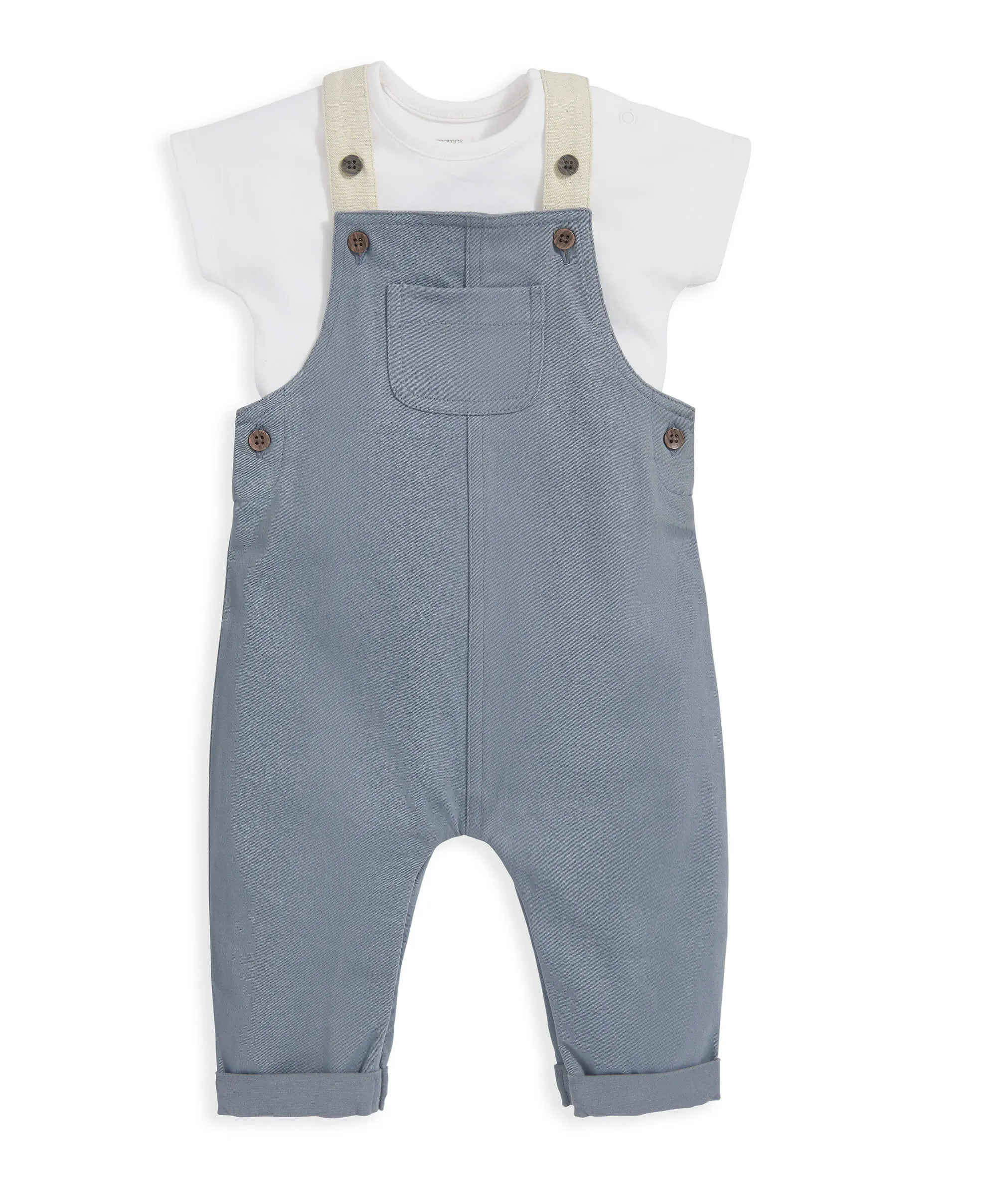 Ensemble T-Shirt & Salopette - Bleu Bébé Enfant Mamas & Papas