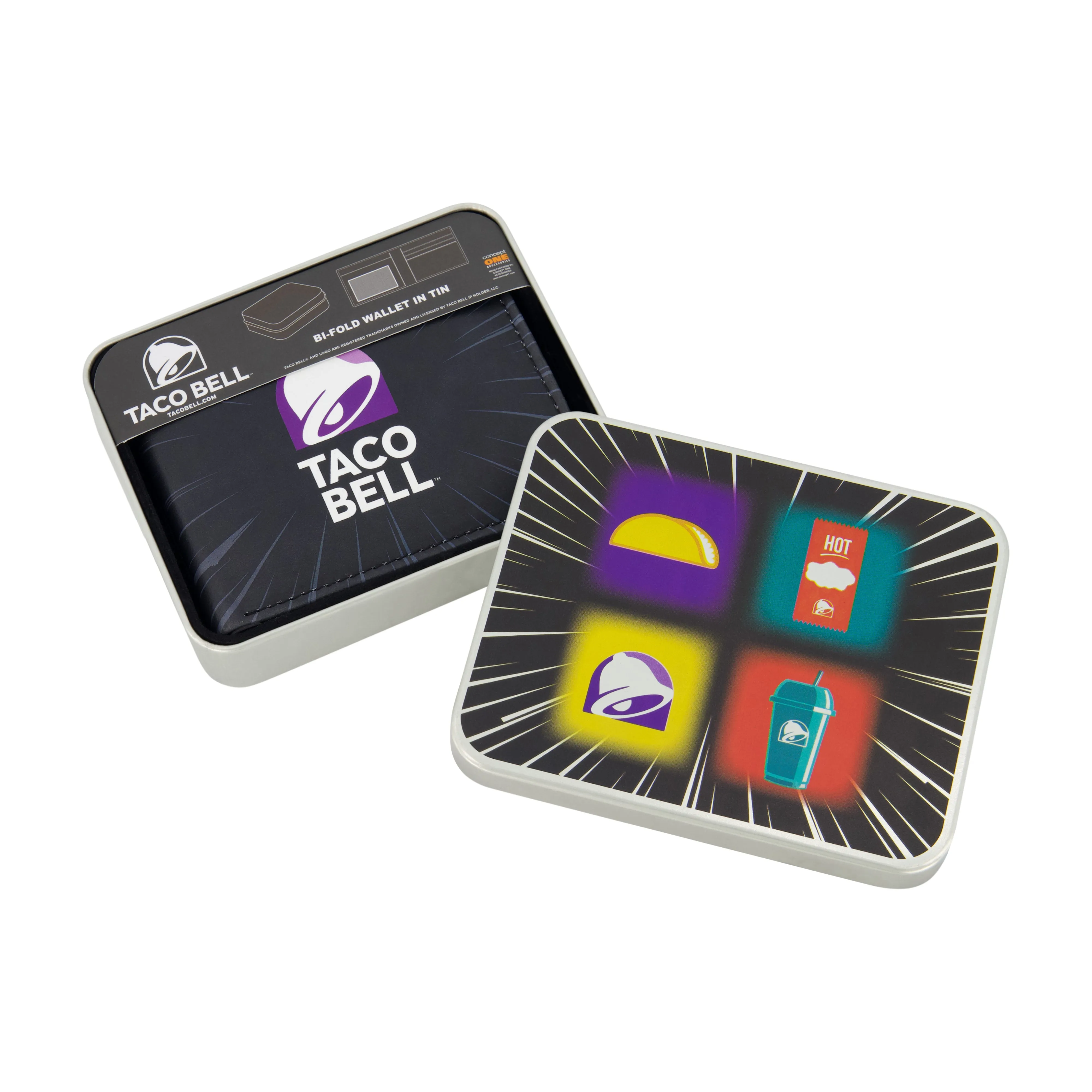 Portefeuille pliable avec logo TACO BELL, portefeuille mince avec boîte décorative pour hommes et femmes, chaussures ecco