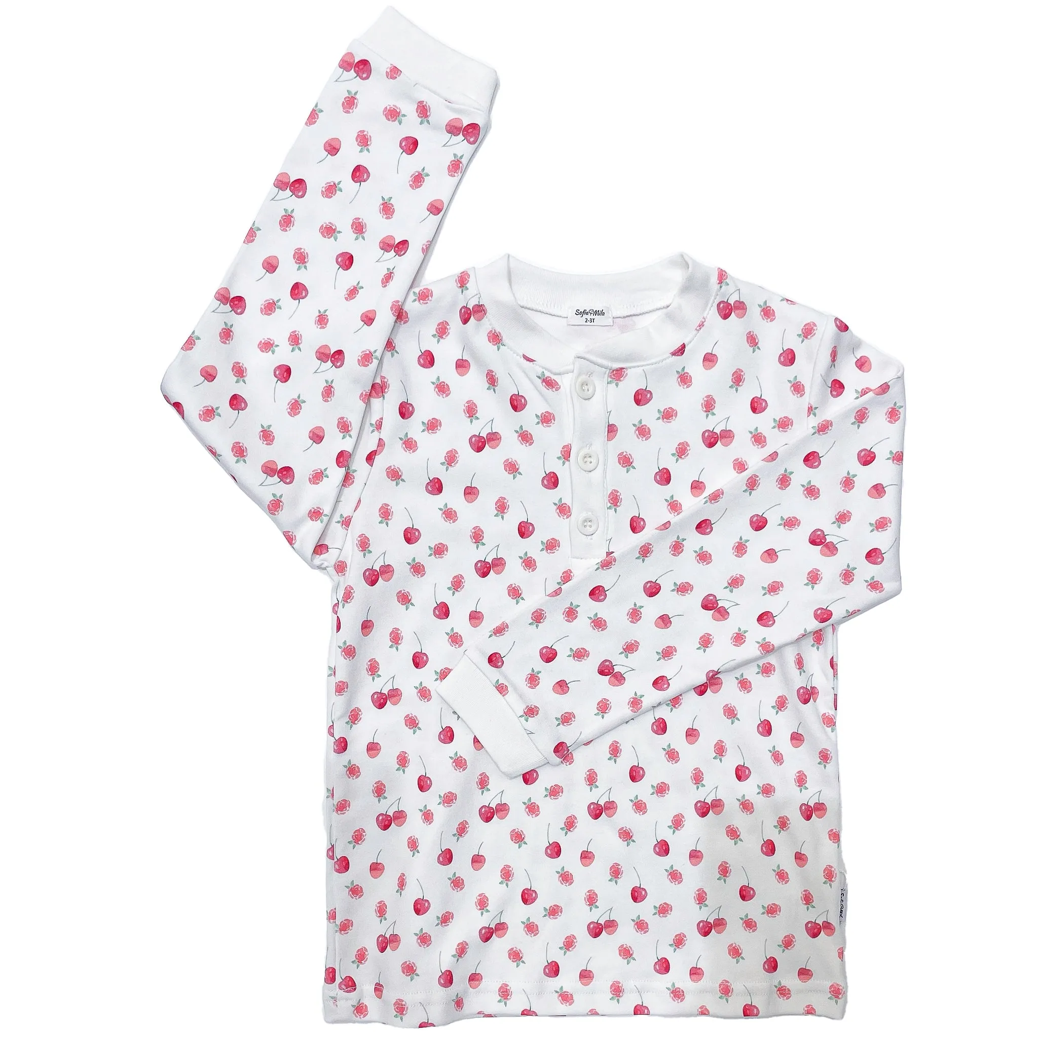 Pyjama Deux Pièces Cerise avec Framboises pour Enfants