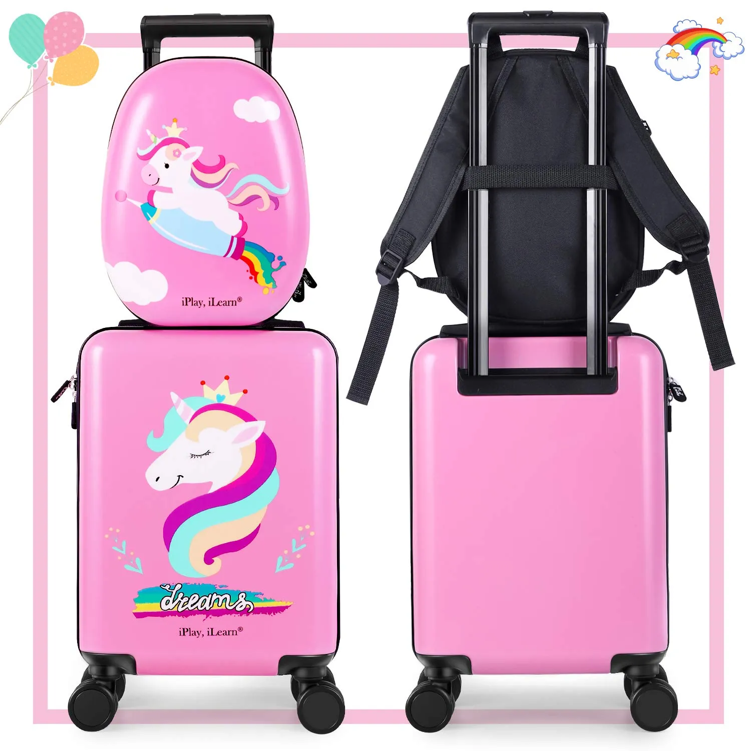 Valise à roulettes pour enfants Licorne - Bagage cabine pour filles