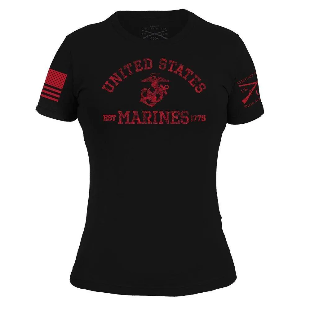 USMC - T-Shirt Femme Créé en 1775 - Noir
