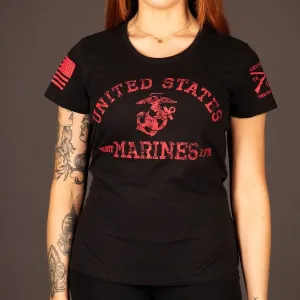 USMC - T-Shirt Femme Créé en 1775 - Noir