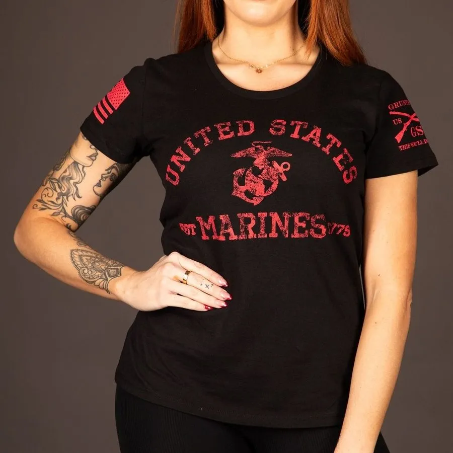 USMC - T-Shirt Femme Créé en 1775 - Noir