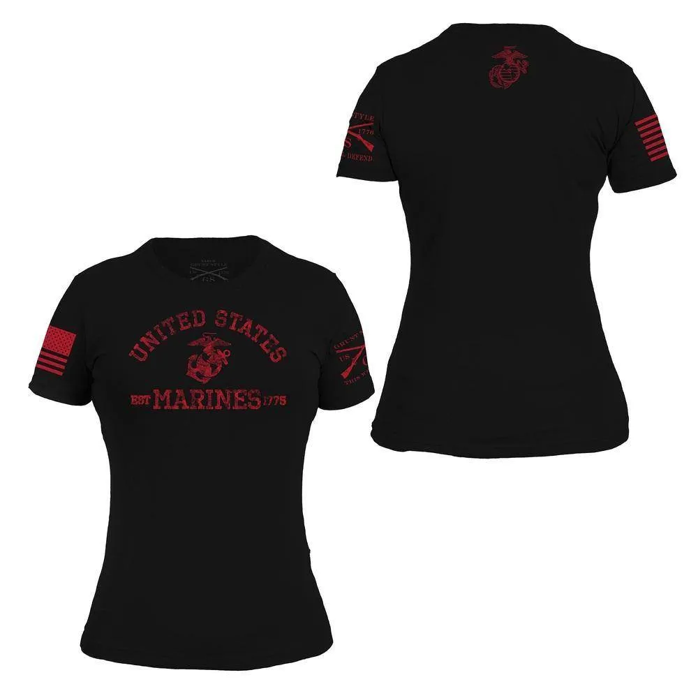 USMC - T-Shirt Femme Créé en 1775 - Noir