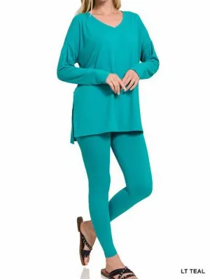 Ensembles de détente à encolure en V en bleu pâle