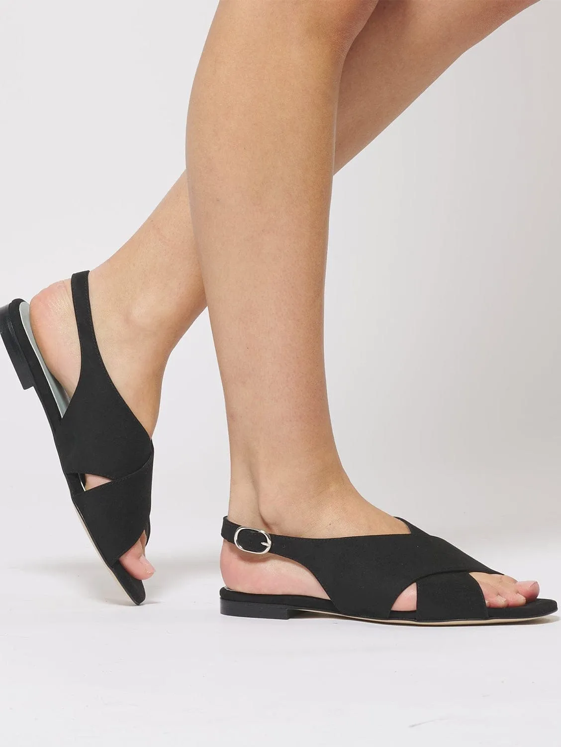 Sandales à bride arrière croisée en similicuir vegan | Noir