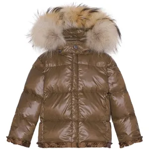Veste en duvet légère Ver de Terre pour bébé fille avec fourrure et poche kangourou Ver-De-Terre