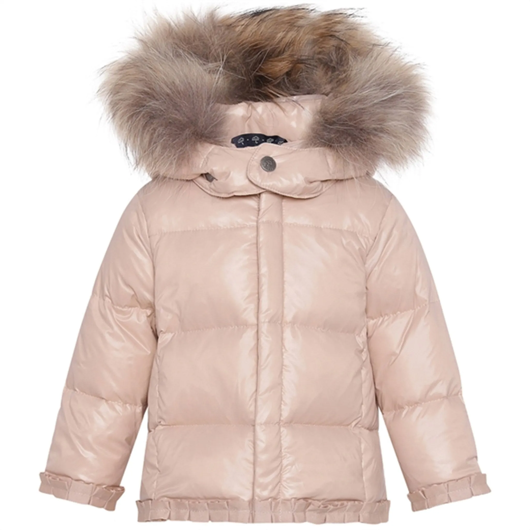 Veste en duvet pour bébé fille légère comme une plume Ver de Terre avec fourrure Rose Acajou Ver-De-Terre