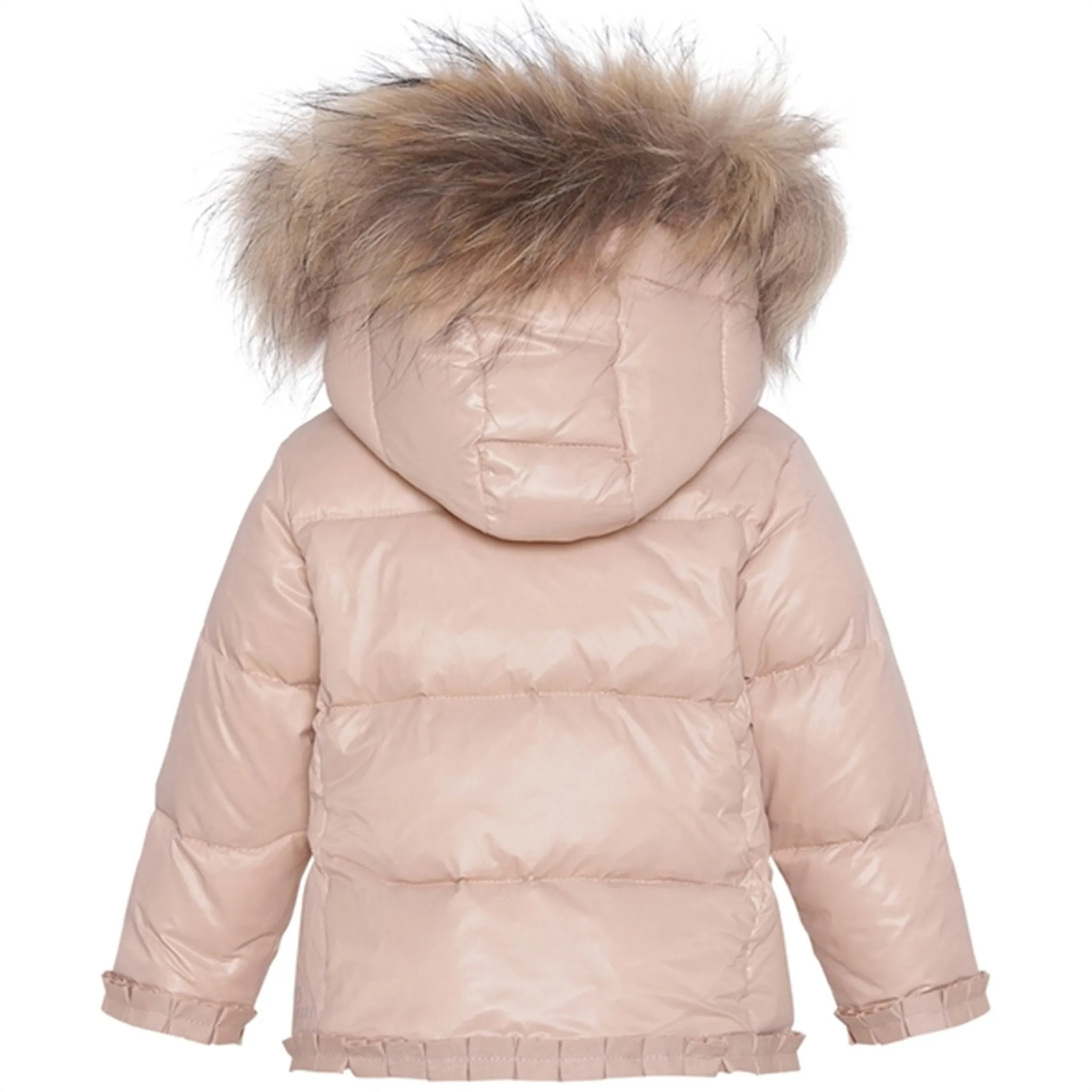 Veste en duvet pour bébé fille légère comme une plume Ver de Terre avec fourrure Rose Acajou Ver-De-Terre