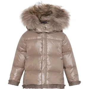 Veste pour bébé fille légère comme une plume Ver De Terre, avec fourrure caramel Ver-De-Terre