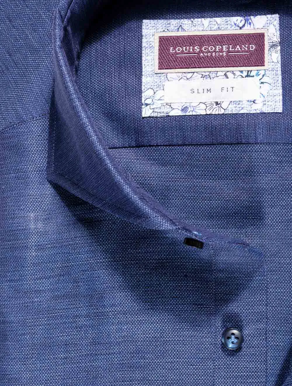 Chemise Slim Fit Volga Linen Mix Bleu Marine