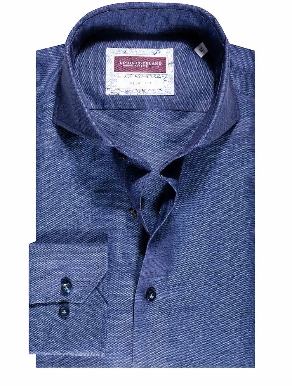 Chemise Slim Fit Volga Linen Mix Bleu Marine