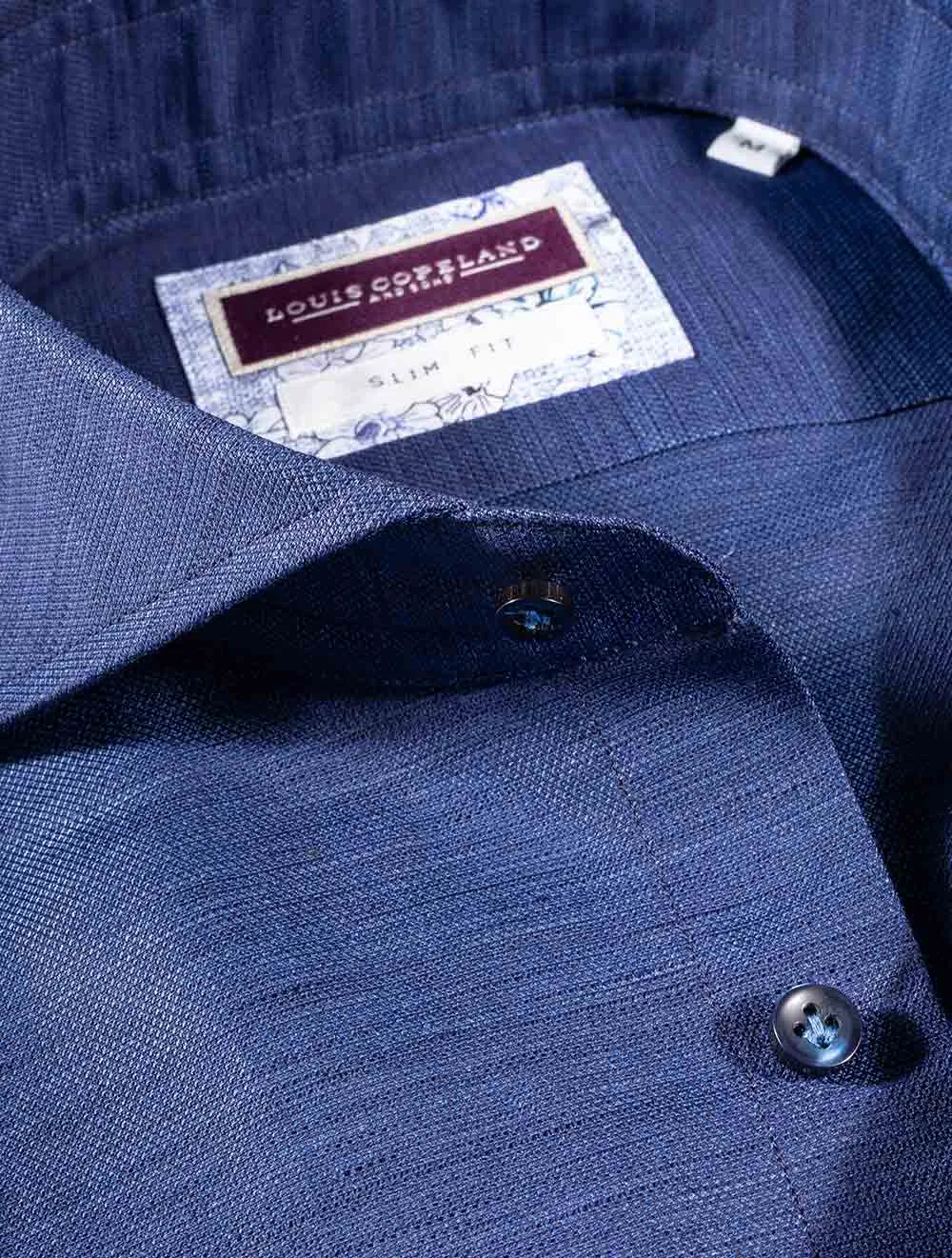 Chemise Slim Fit Volga Linen Mix Bleu Marine