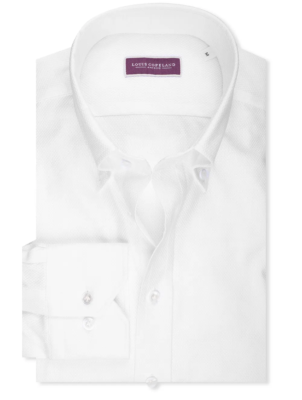 Chemise à boutons en piqué gaufré blanc