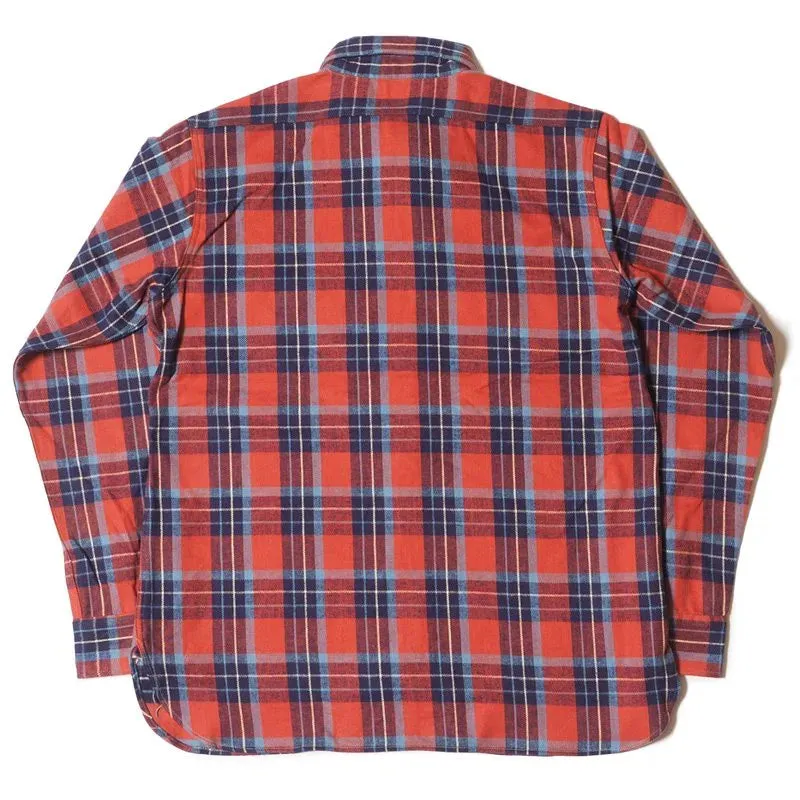 Warehouse & Co Lot. 3022 Flanelle avec jugulaire - Saumon/Bleu marine (Non lavé)