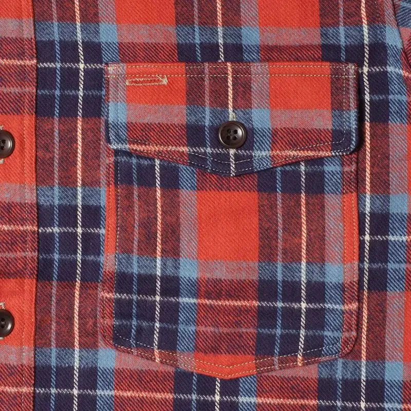 Warehouse & Co Lot. 3022 Flanelle avec jugulaire - Saumon/Bleu marine (Non lavé)