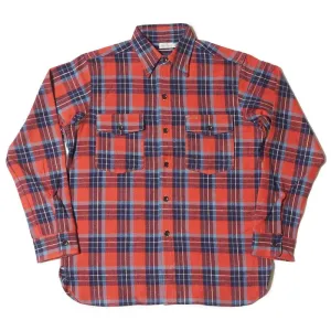 Warehouse & Co Lot. 3022 Flanelle avec jugulaire - Saumon/Bleu marine (Non lavé)