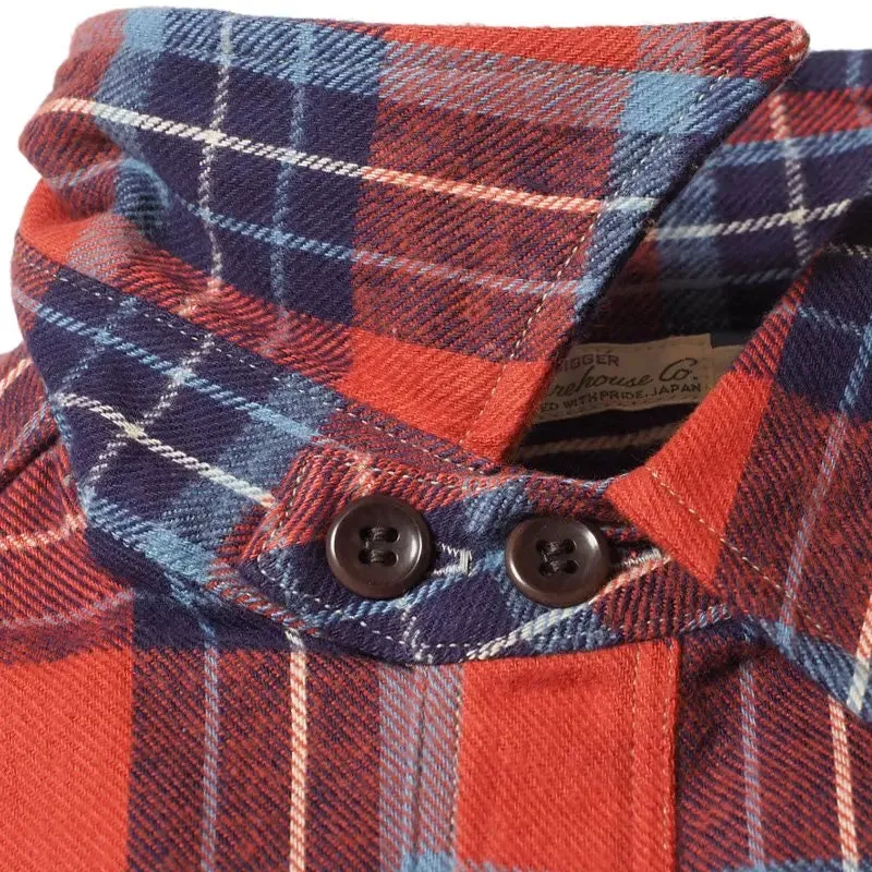 Warehouse & Co Lot. 3022 Flanelle avec jugulaire - Saumon/Bleu marine (Non lavé)