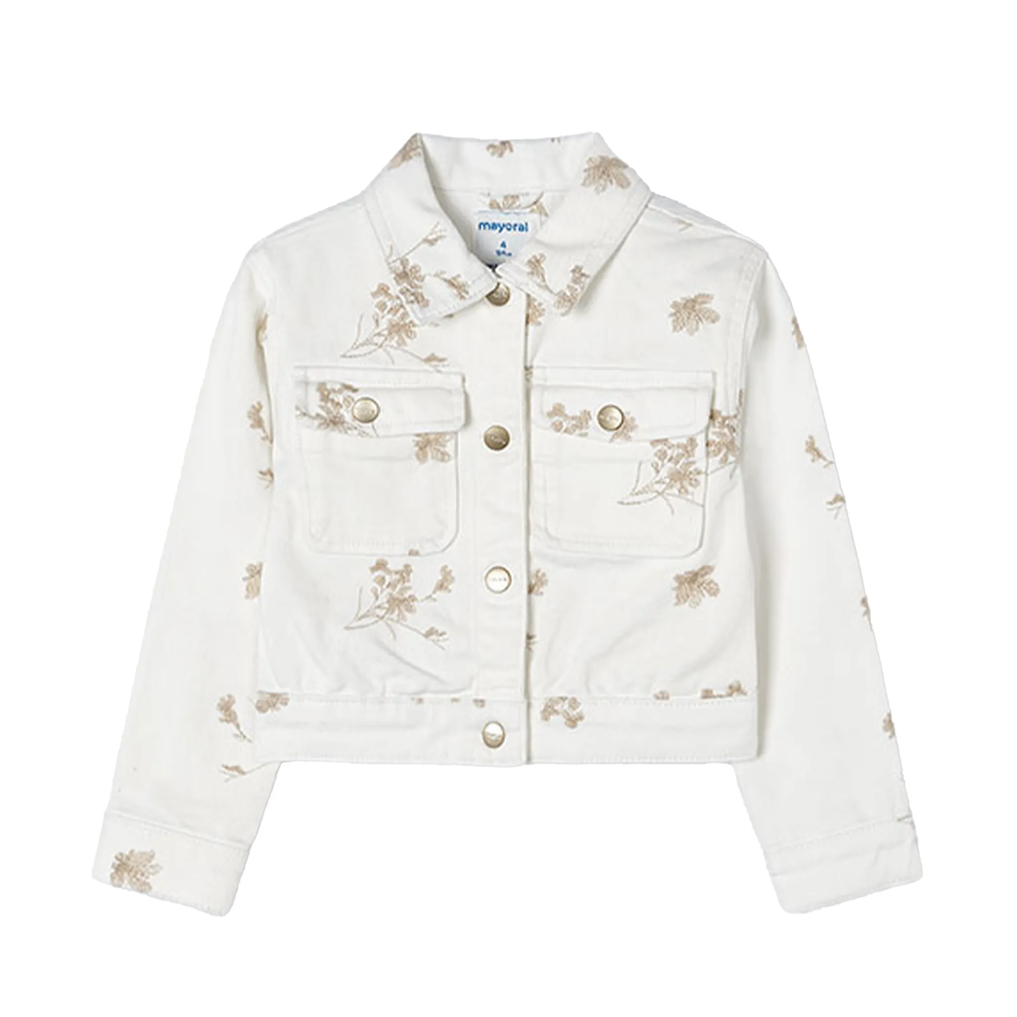 Veste blanche avec fleurs marron