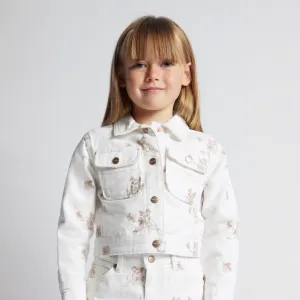Veste blanche avec fleurs marron