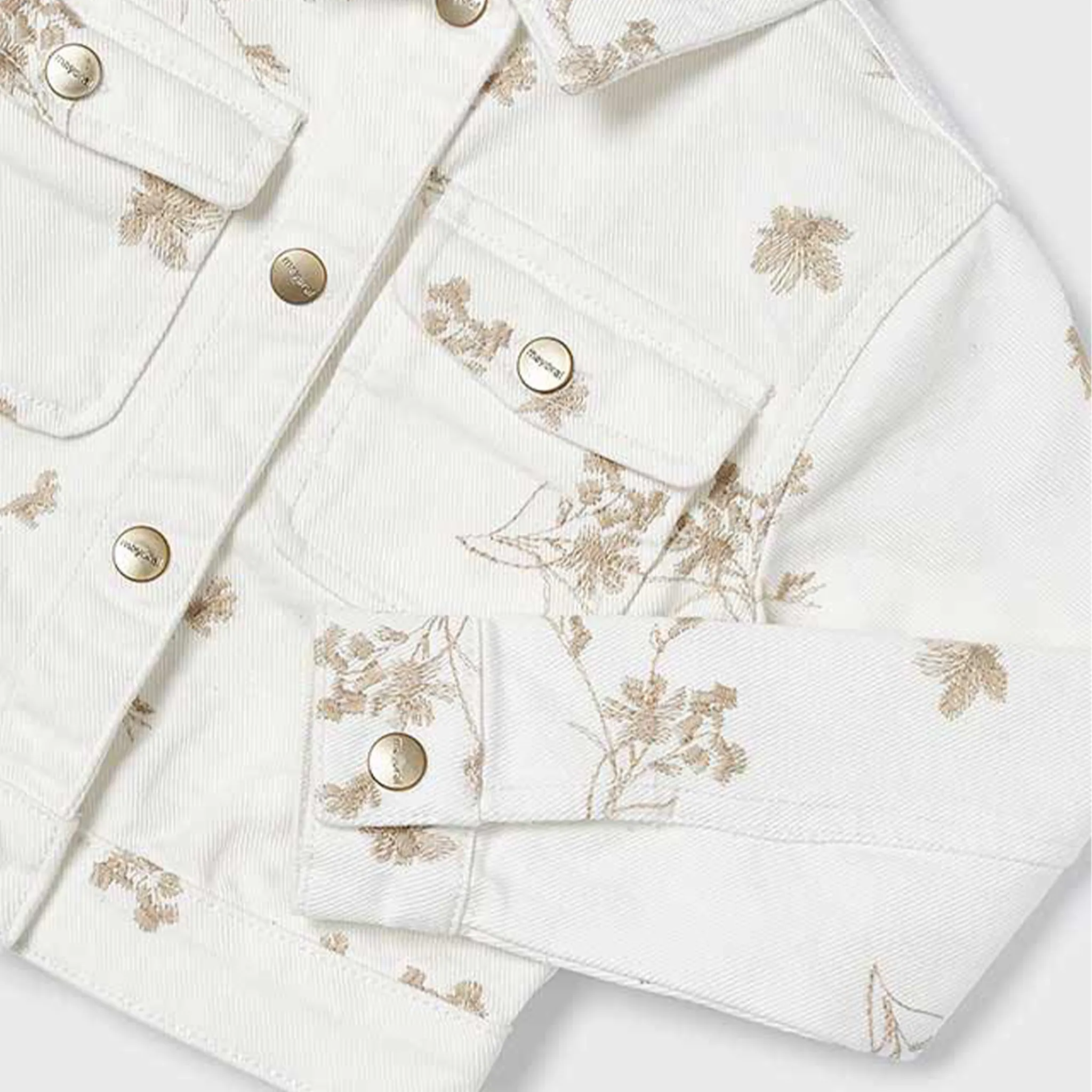 Veste blanche avec fleurs marron