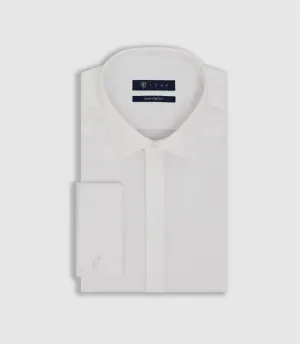 Chemise régulière en satin stretch blanc SASTRETCHMIXTE