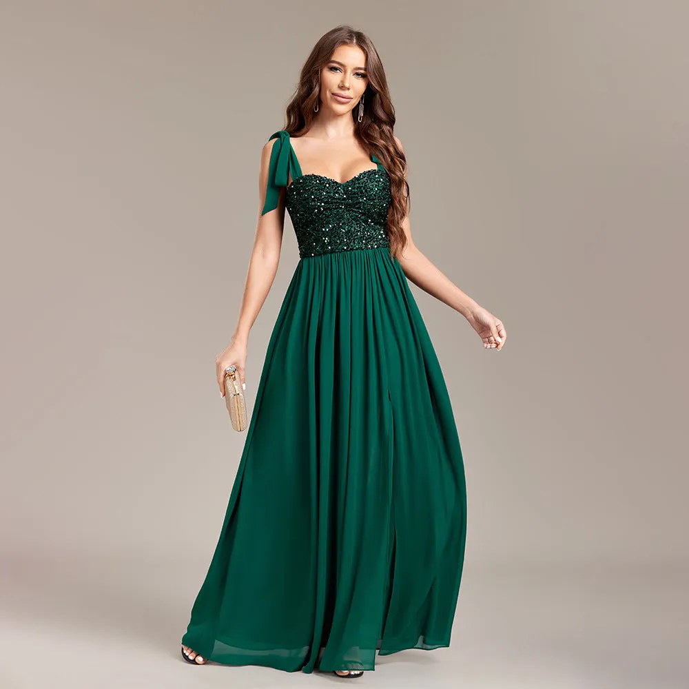 Robe de soirée formelle pour femme Robe de fête à paillettes