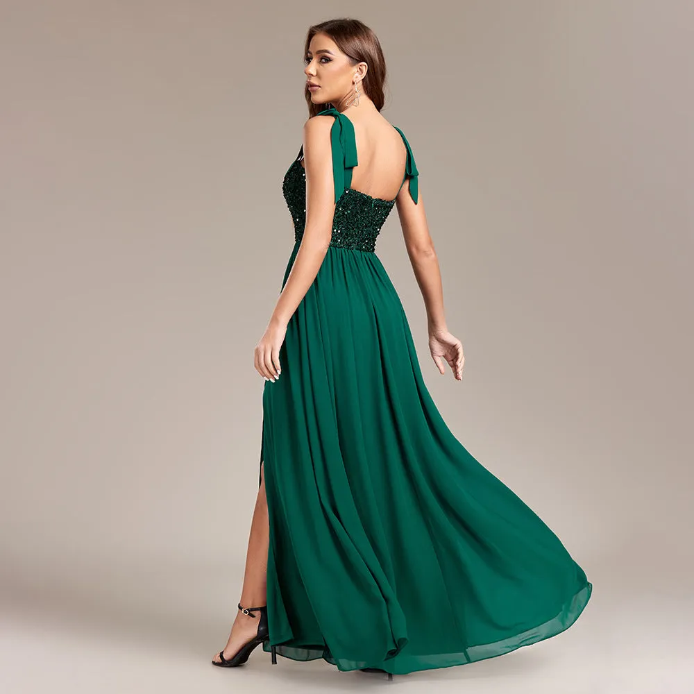 Robe de soirée formelle pour femme Robe de fête à paillettes