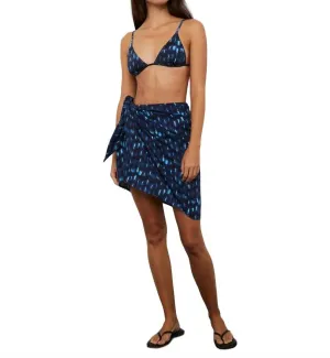 Pareo en gaze mini pour femmes en teinture nouée indigo