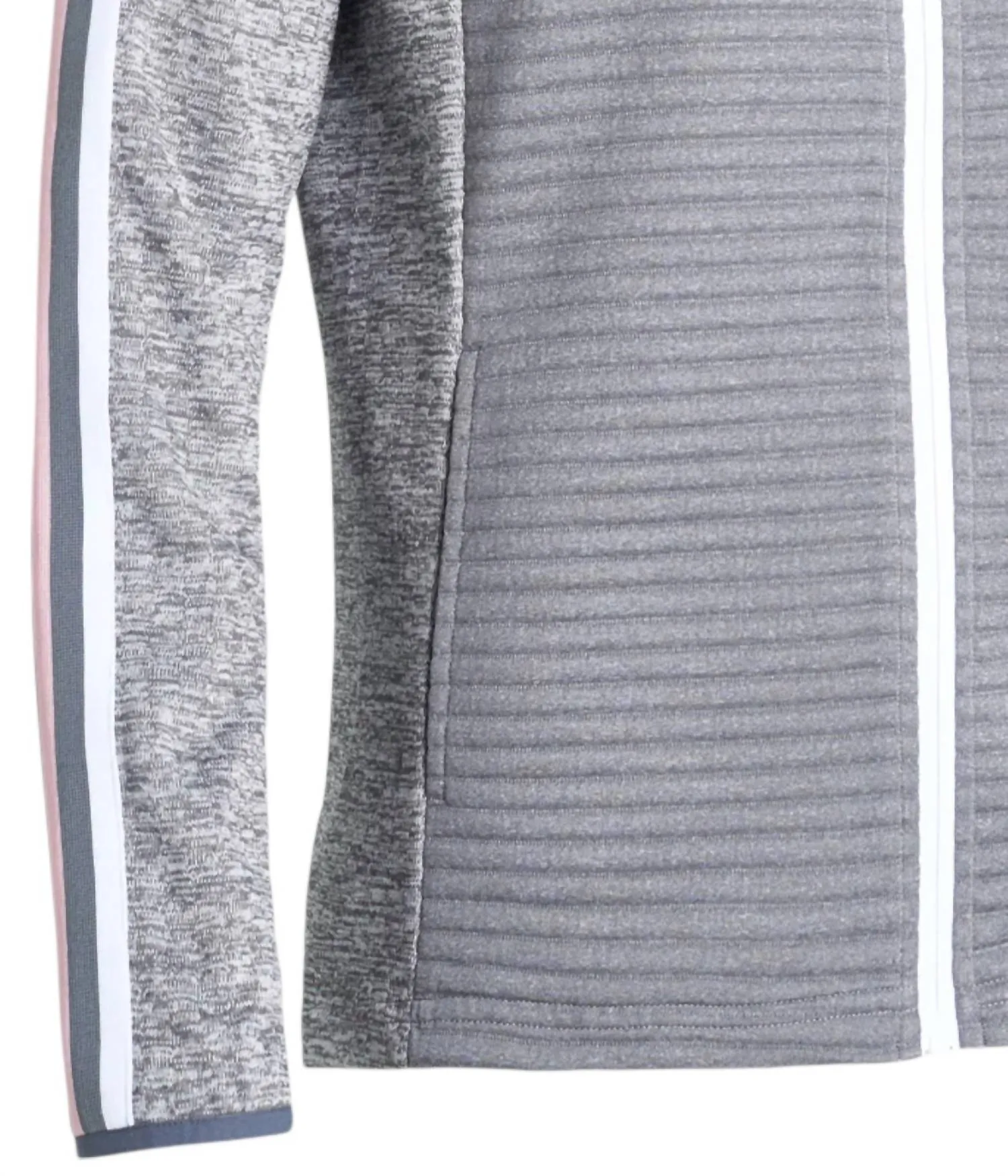 Cardigan à rayures 3D Turnberry pour femme en granit avec fermeture éclair complète