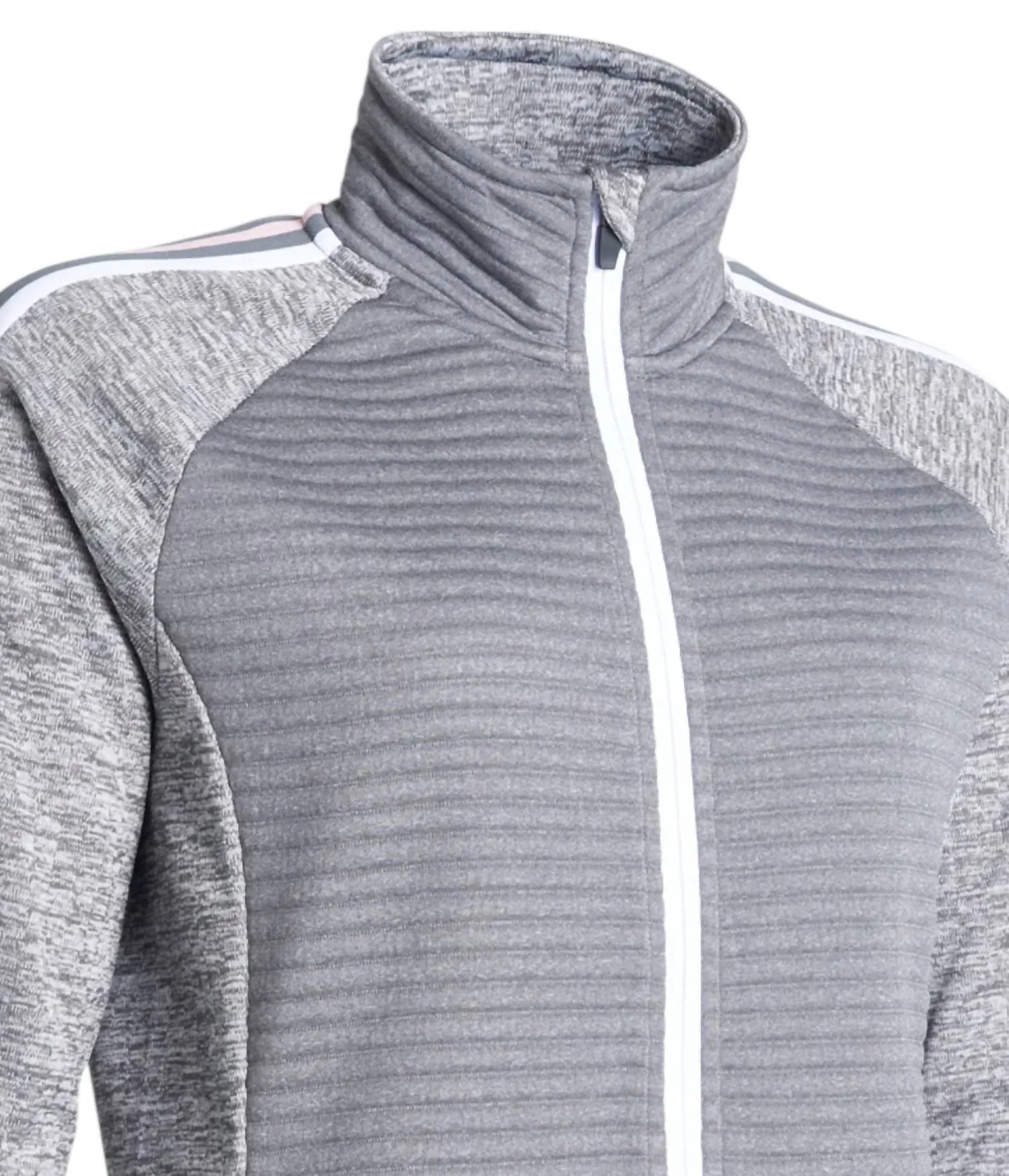 Cardigan à rayures 3D Turnberry pour femme en granit avec fermeture éclair complète