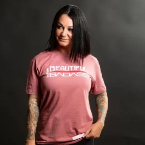 T-shirt Boyfriend Badass Élégant pour Femmes - Mauve Chiné