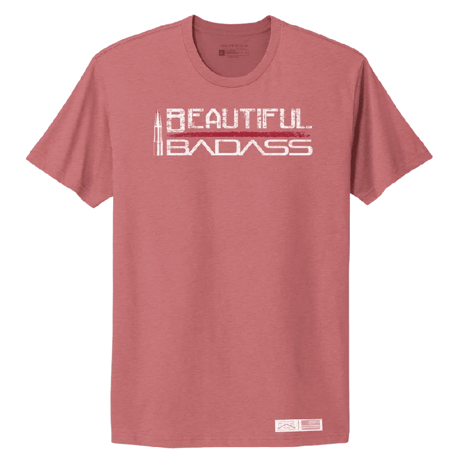 T-shirt Boyfriend Badass Élégant pour Femmes - Mauve Chiné