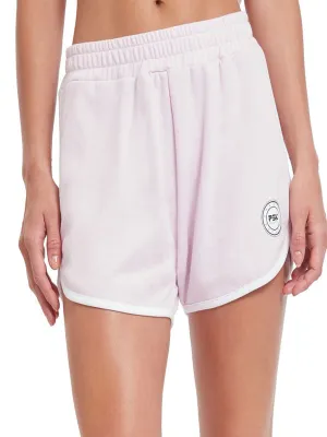 Short de sport imprimé logo marque femme, Rose