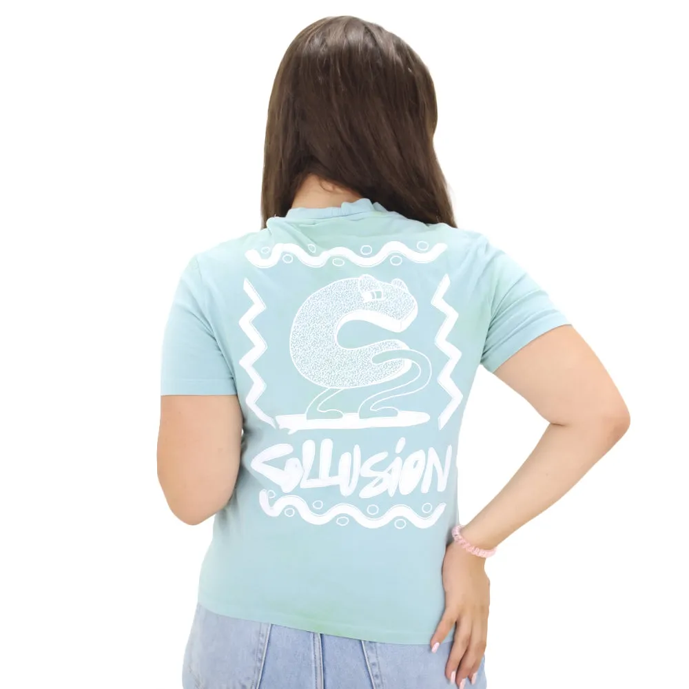 Haut à dos imprimé de marque pour femmes, Vert clair