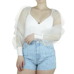 Haut formel en mousseline à manches pour femmes, Blanc