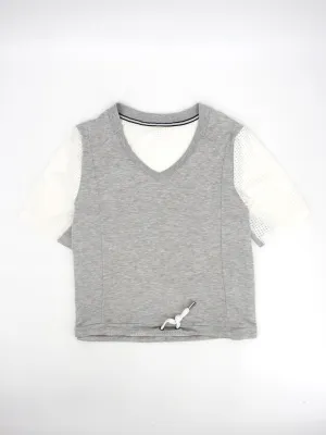 Haut de sport à motifs colorés pour femme, Gris & Blanc