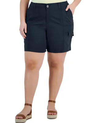 Short cargo femme à taille confortable, Marine