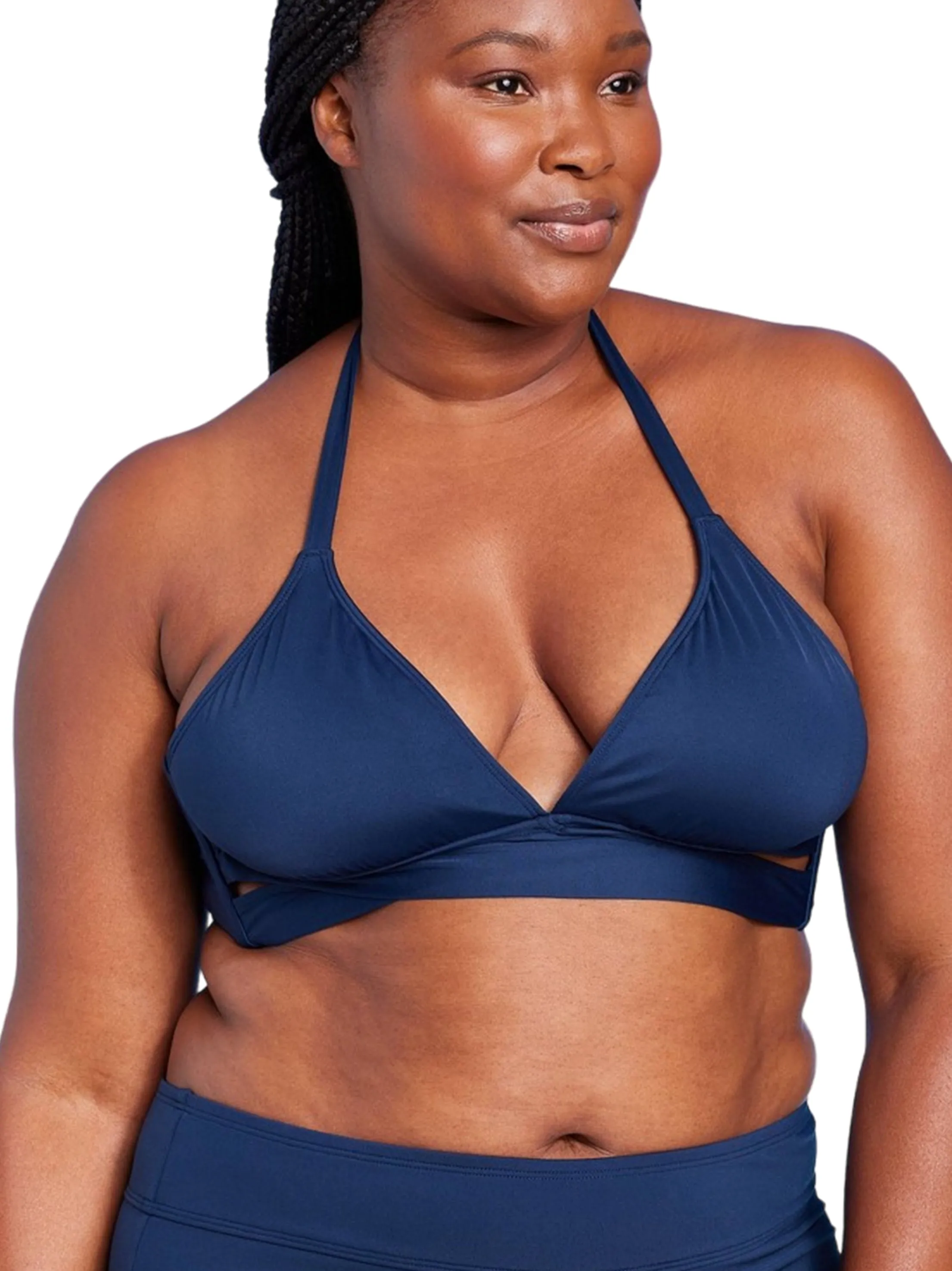 Haut de bikini haltère à enroulement fantaisie pour femme, Marine