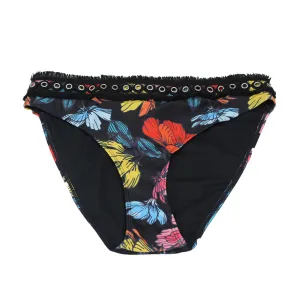 Culotte de Bikini Fleurie pour Femme, Noir