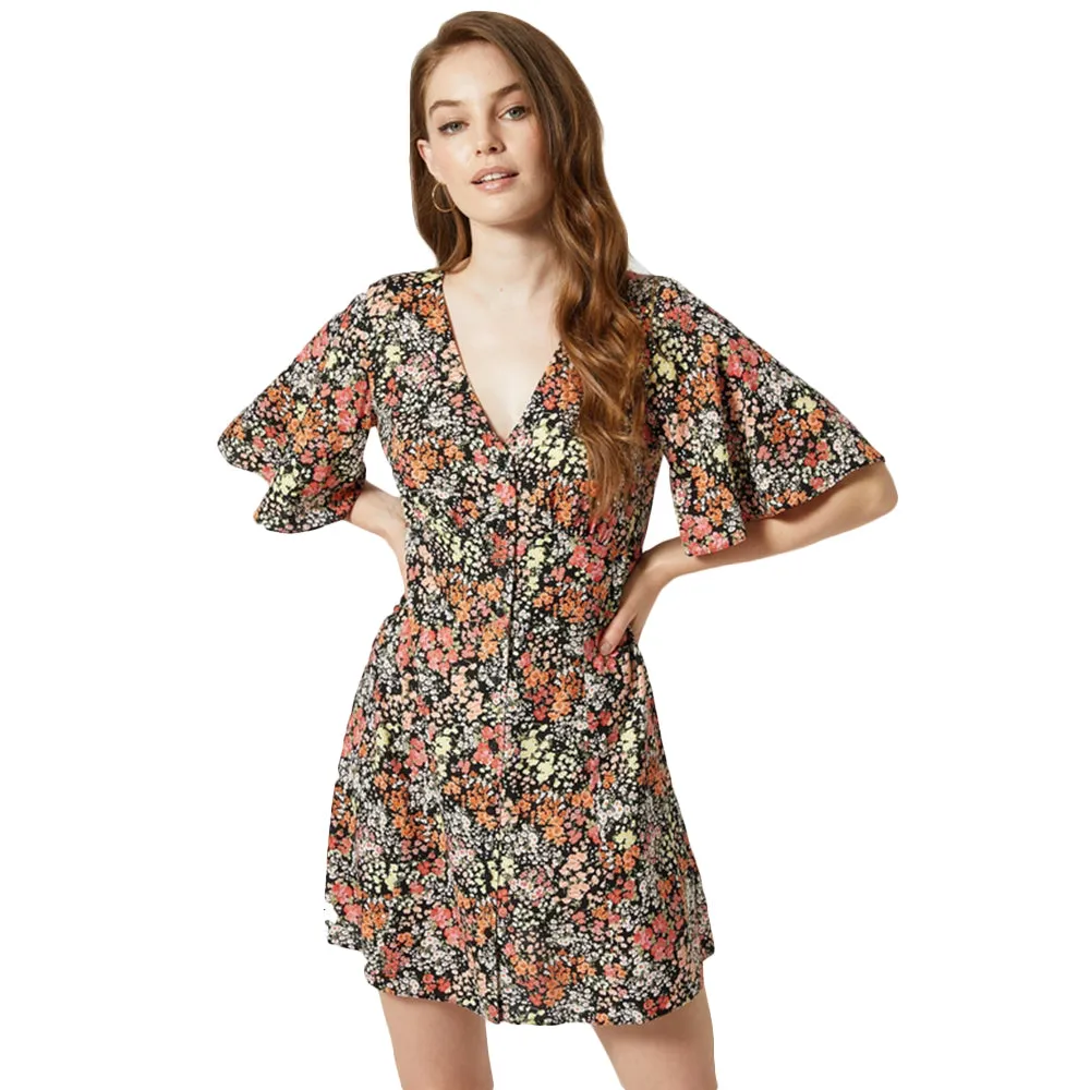 Robe décontractée à motifs floraux pour femme, Multi