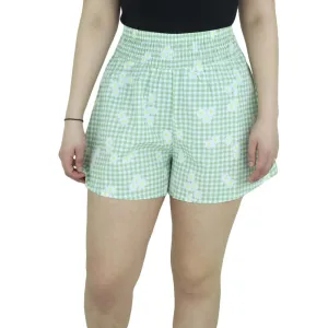 Short décontracté floral pour femmes, vert clair