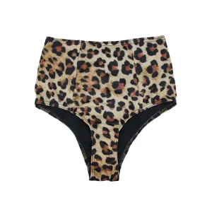 Culotte de Bikini à Haute Taille avec Imprimé Léopard, Multi