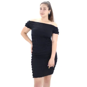 Robe smock pailletée décolletée pour femme, Noir