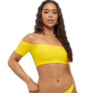 Haut de bikini débardeur uni pour femmes, Jaune