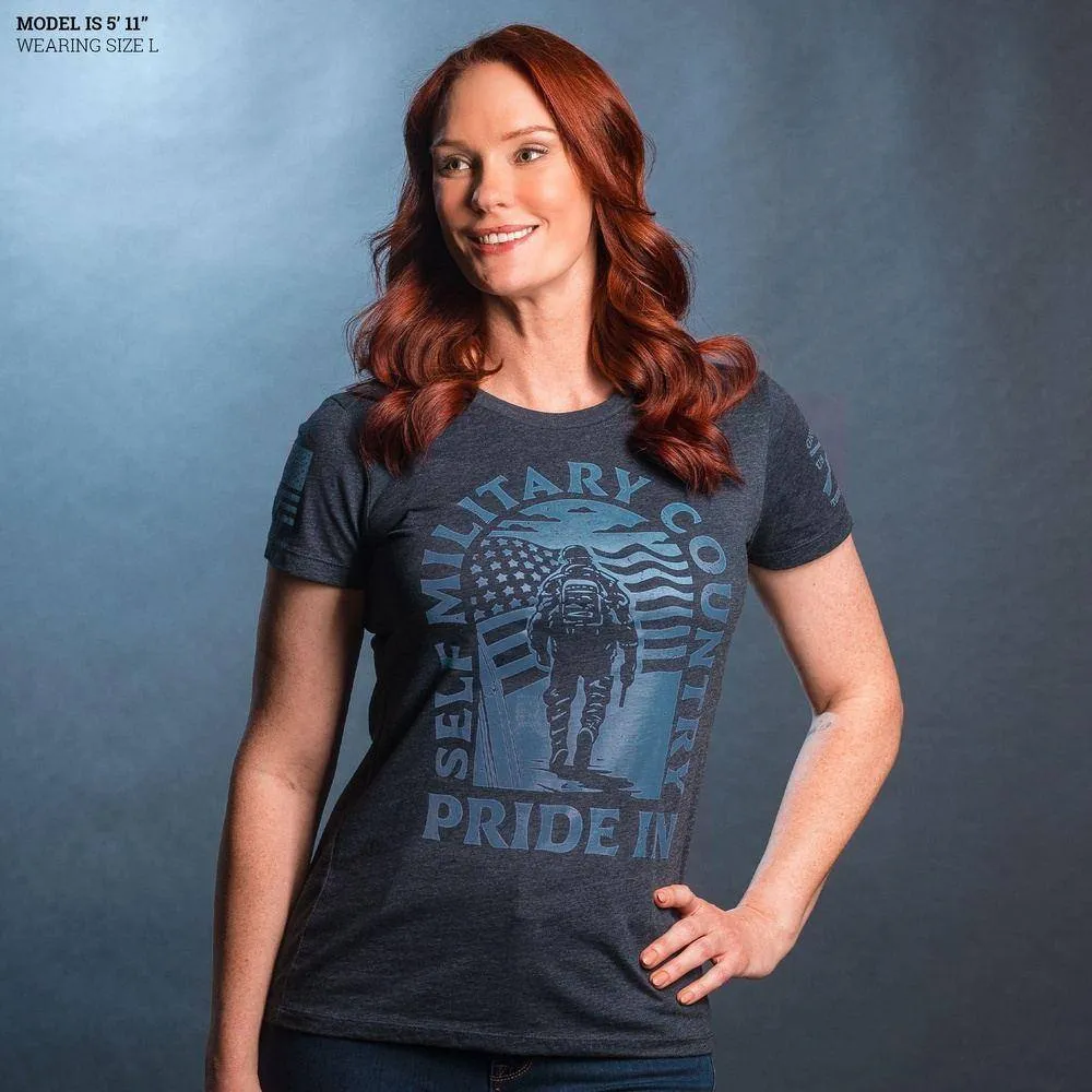 T-shirt Slim Fit Patriot March pour Femmes - Bleu Marine Minuit