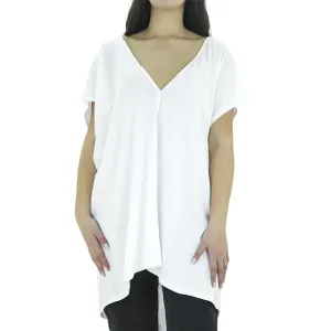 Haut décontracté uni pour femme, Blanc