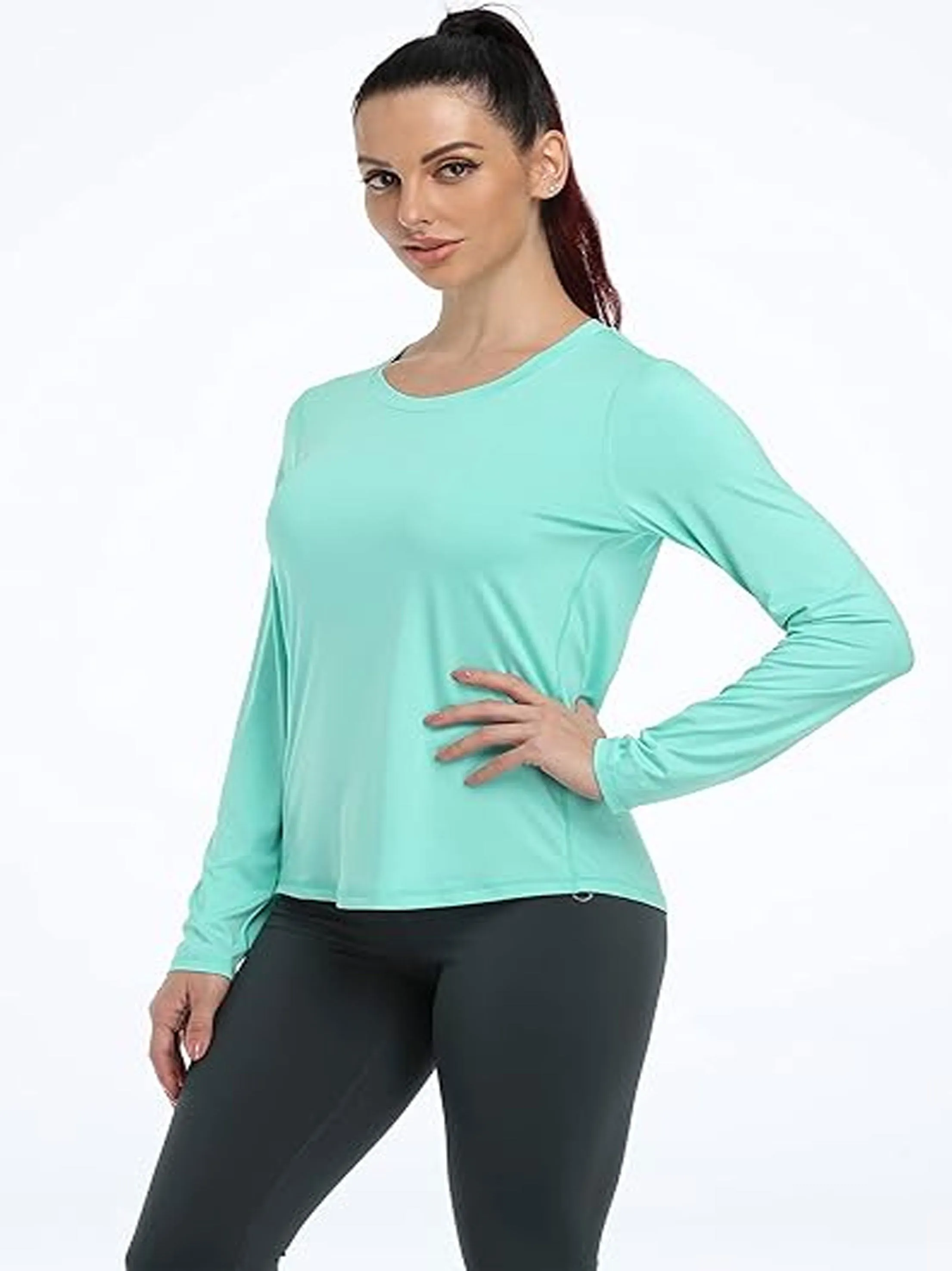 Haut de sport uni pour femme, Bleu menthe