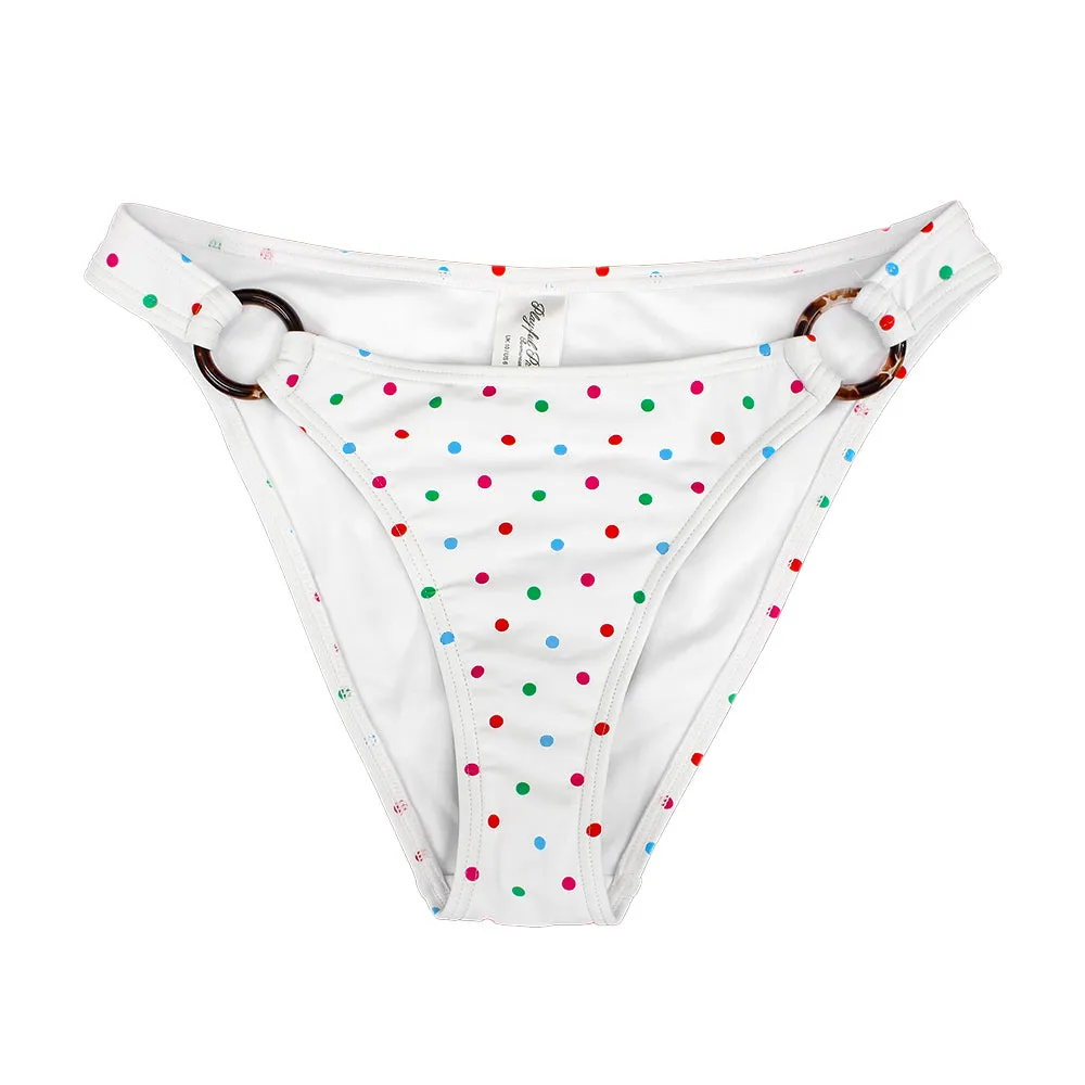 Culotte de Bikini à Pois pour Femme, Blanc